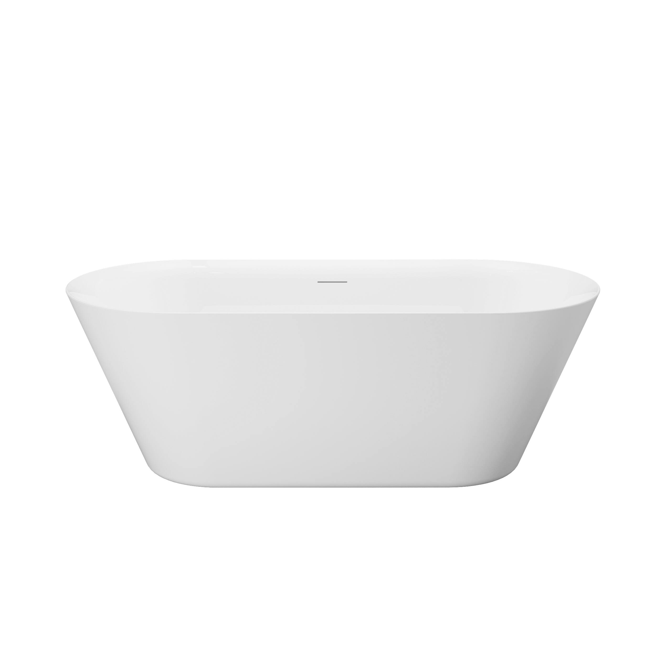 Alt View 10. WELLFOR - Sable 66 in. Acrylic Flat Bottom Double Ended Freestanding Soaking  Bathtub with Drain and Overflow - White.