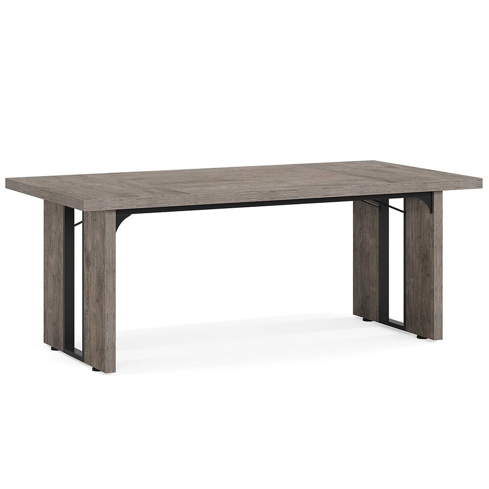 Left. Kadyn - Kadyn Rectangular Dining Table, 71" Farmhouse Breakfast Table for 6 to 8 People,Gray - Gray.