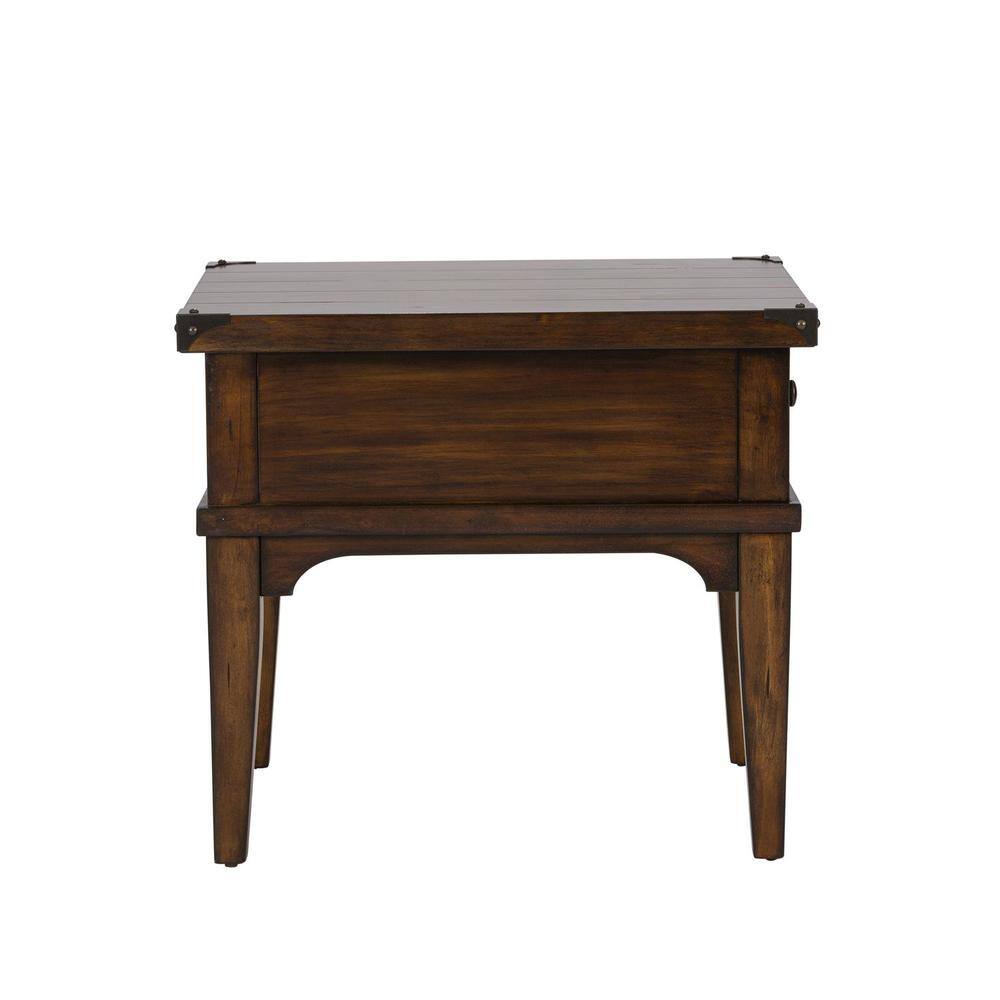 Front. Liberty Furniture Industries - Aspen Skies End Table in Russet Brown - Brown.