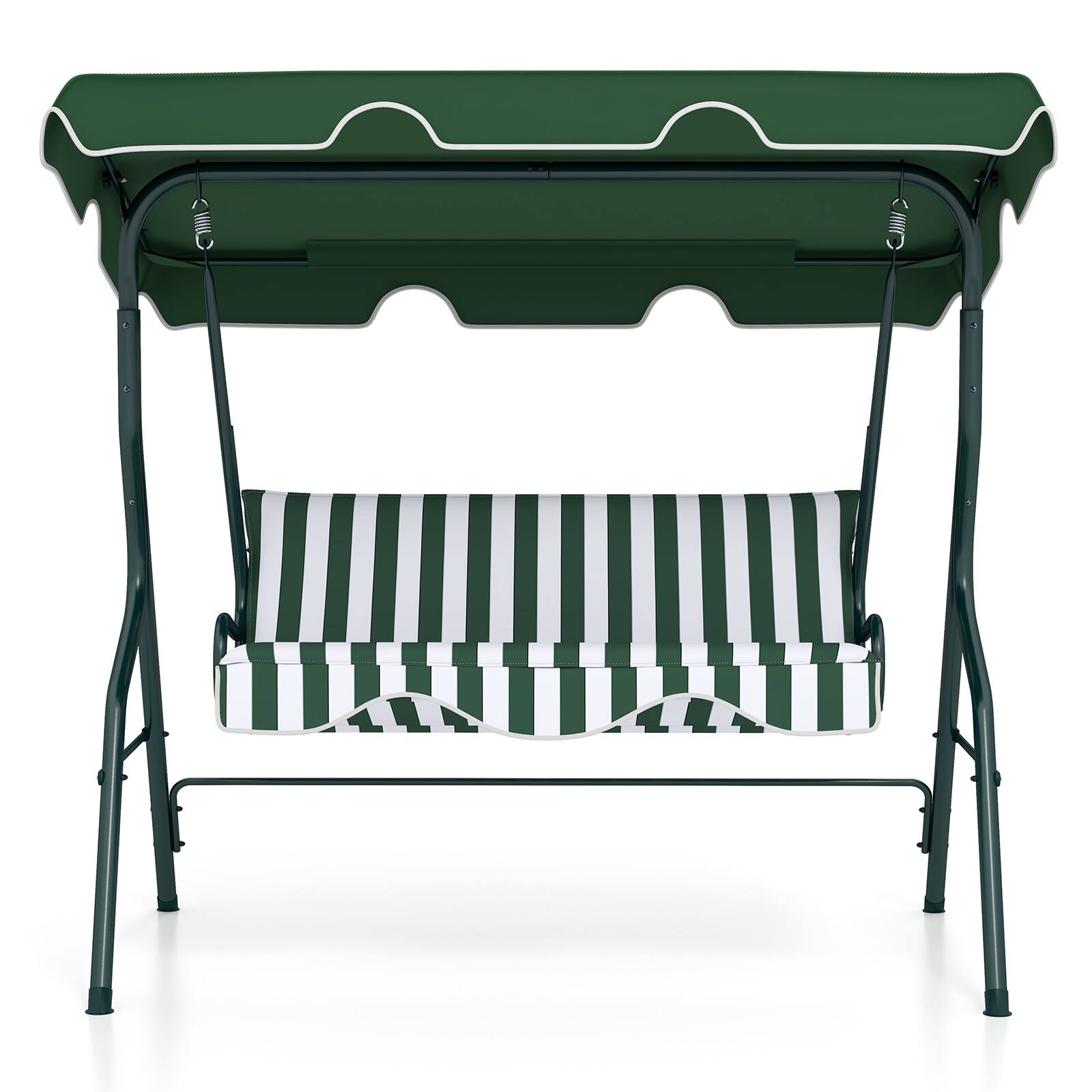 Alt View 9. Costway - Costway 3 Seats Patio Canopy Steel Frame Swing Glider Hammock Cushioned Backyard - Green.