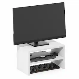 Furinno - CLASSIC Stackable Separable Laptop Stand, Monitor Stand Riser Set of 2, Dual Monitor Riser, for Office Supplier - White