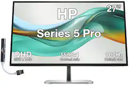 HP - Series 5 Pro 27" QHD IPS Monitor With 5ms Response Time, Anti Glare, Flicker Free, Pivot, HDMI, Displayport & DKZ - Black/Silver