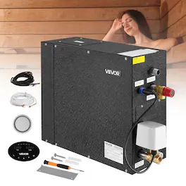 VEVOR - Steam Generator, 6 kW Steam Shower System with Controller for Home Sauna Bath Spa, Commercial Auto Drain Kit - Black