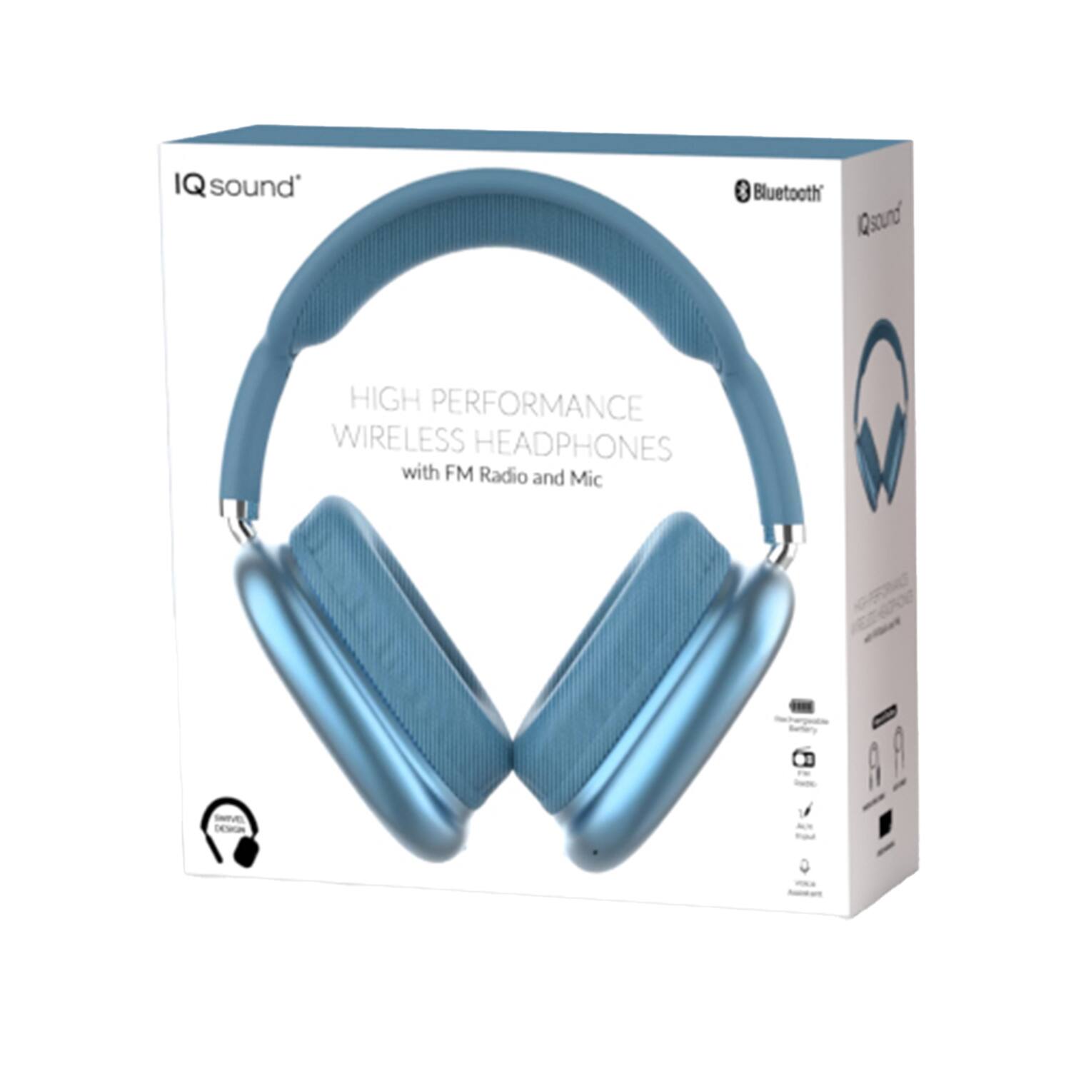 IQ sound Bluetooth HIGH PERFORMANCE WIRELESS HEADPHONES with FM Radio and Mic