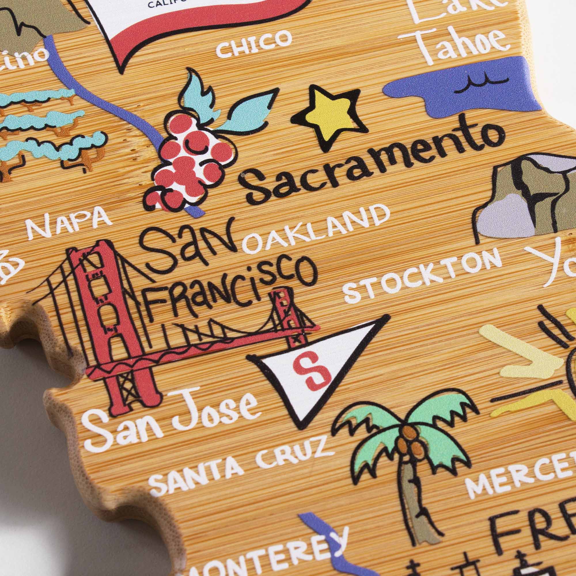 CALIY Lan ino CHICO Tahoe Sacramento NAPA SaN OAKLAND FRANCiSCO STOCKTON Y x S San Jose CRUZ SANTA MERCE CONTEREY FR

Corrected:
CALIY, Chico, Tahoe, Sacramento, Napa, San Francisco, Oakland, Stockton, San Jose, Santa Cruz, Monterey, Fresno