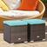 Alt View 1. Costway - 2PCS Patio Rattan Ottomans Seat Side Table Storage Box Footstool with Cushions - Turquoise + Mix Brown.