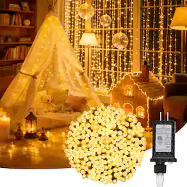 Unique Bargains - 500 LED 164ft Christmas Tree Lights 8 Modes Plug-in with Memory Function String Light for Bedroom Wreath - White