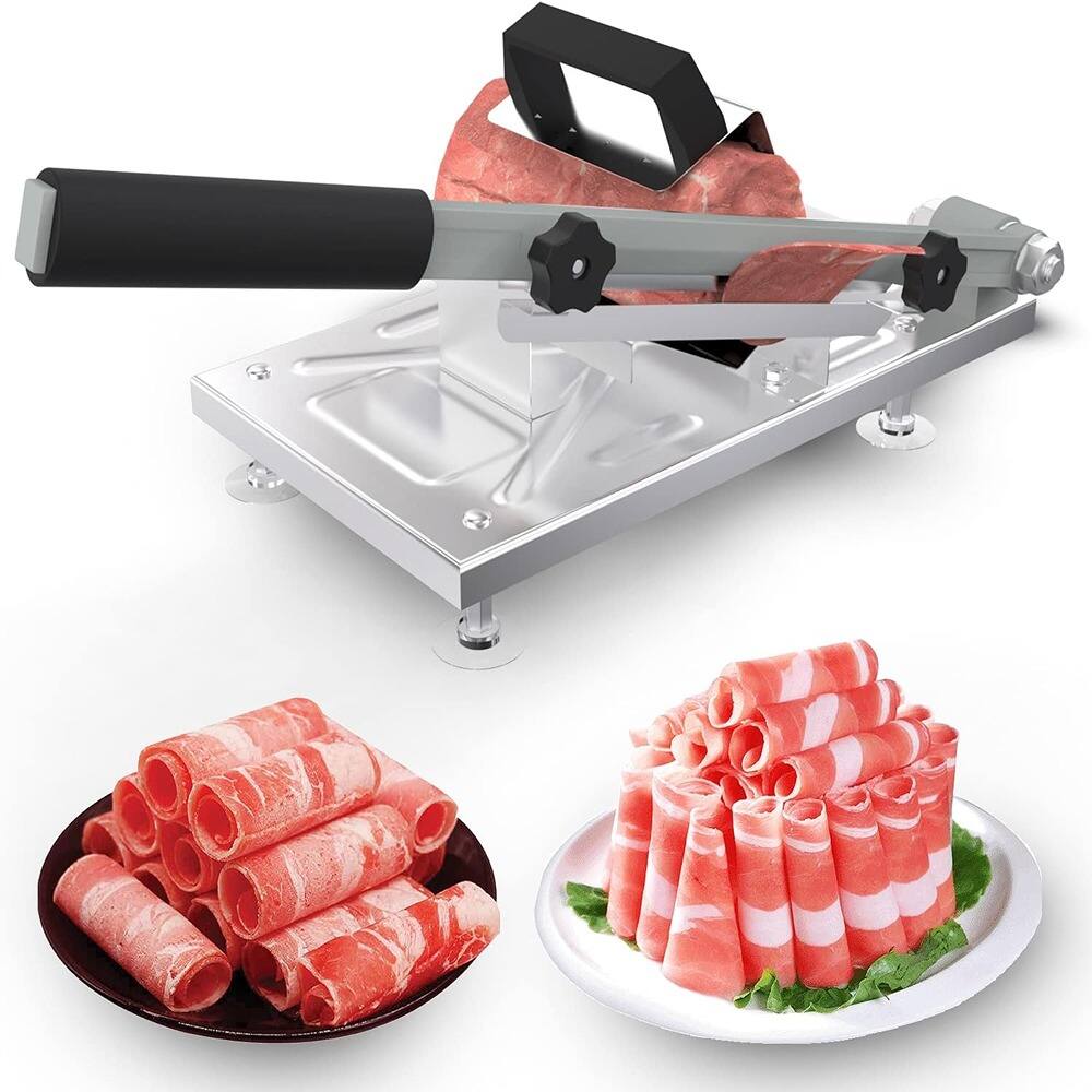 Front. PARKER SLATER - Manual Stainless Steel Frozen Meat Slicer for Beef, Mutton, BBQ, and Hot Pot Cooking - Stainless Steel.