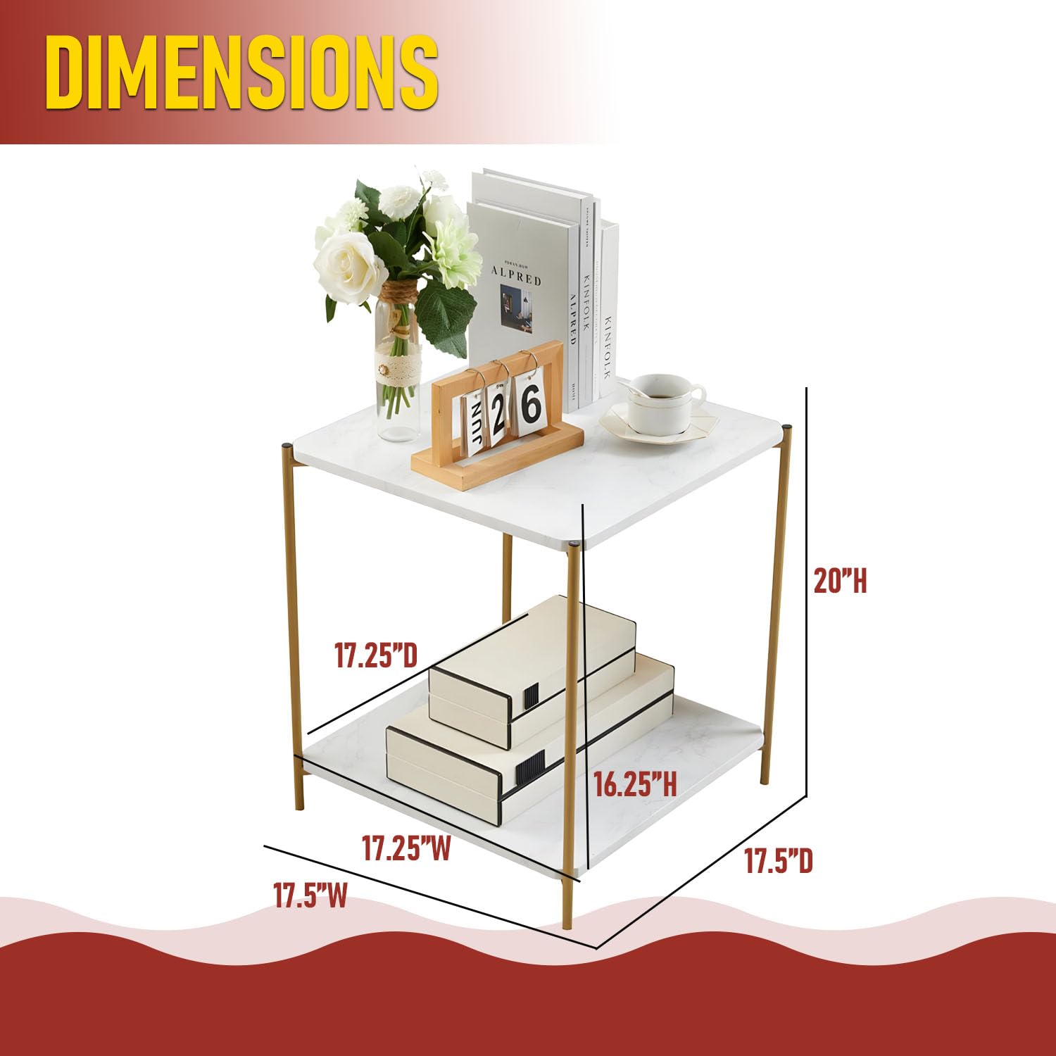 DIMENSIONS

- 20"H
- 17.25"W
- 17.5"D
- 17.25"D
- 16.25"H
- 17.5"W