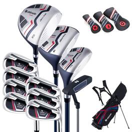 Costway - Ultimate Men's Complete Golf Club Set Golf Club Package Set incl 460CC with Rain Hood - Blue