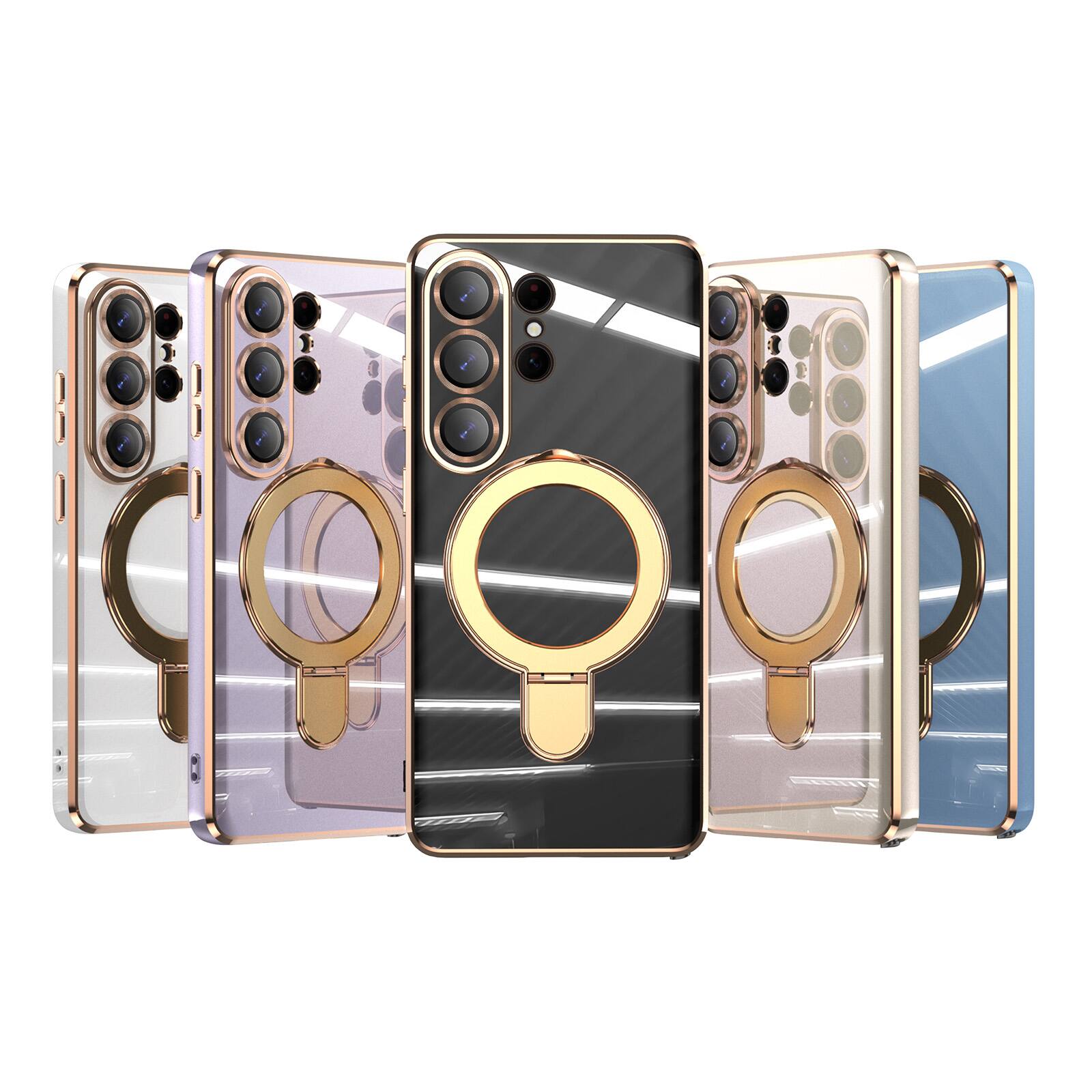 Alt View 3. Dteck - Mag Safe Case for Samsung Galaxy S26 Ultra,Slim Plated Bumper Shockproof TPU Case w/ Metal Stand + Tempered Lens Film - Black.