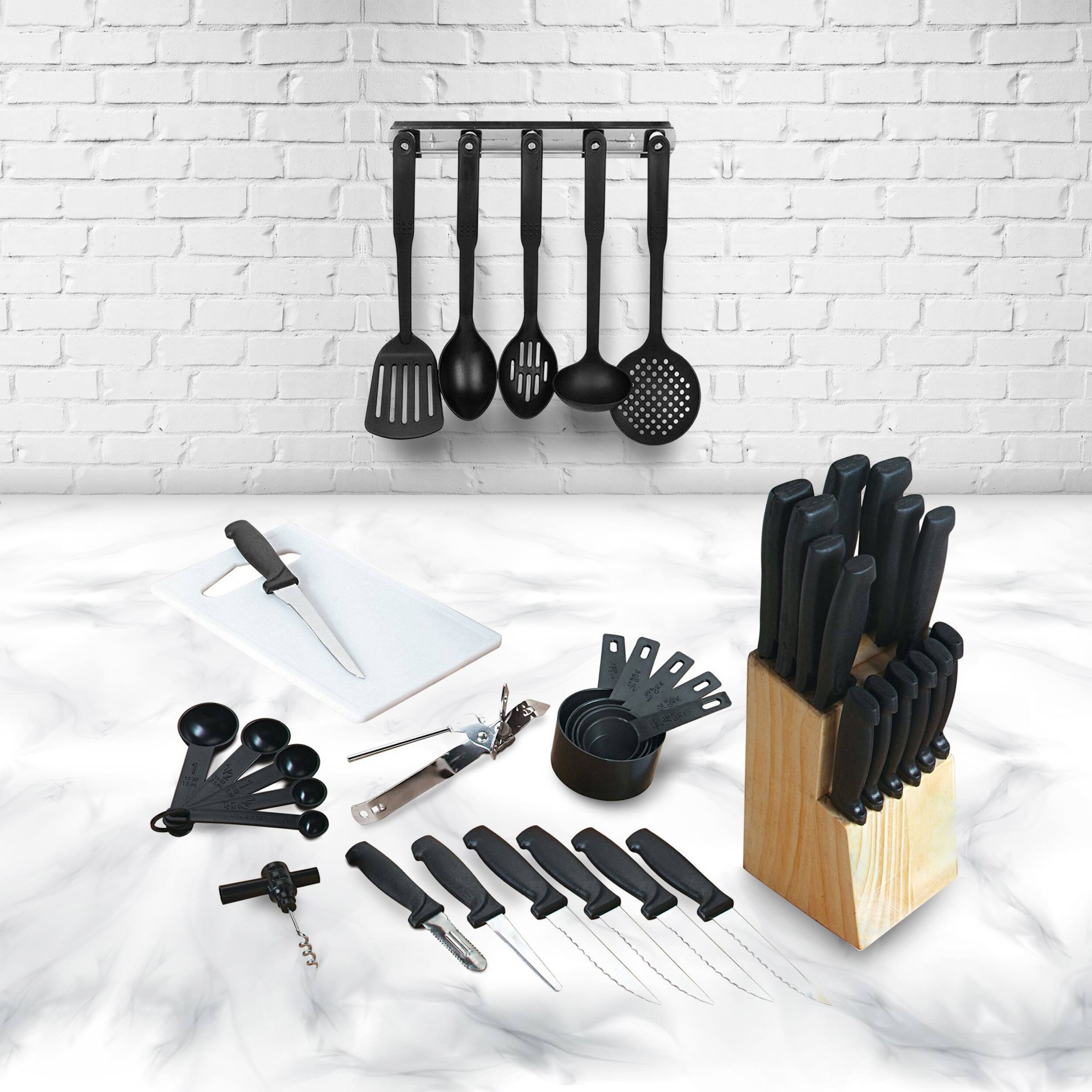 Alt View 1. Gibson - Gibson Home Total Kitchen 41-Piece Cutlery Combo Set - Black.