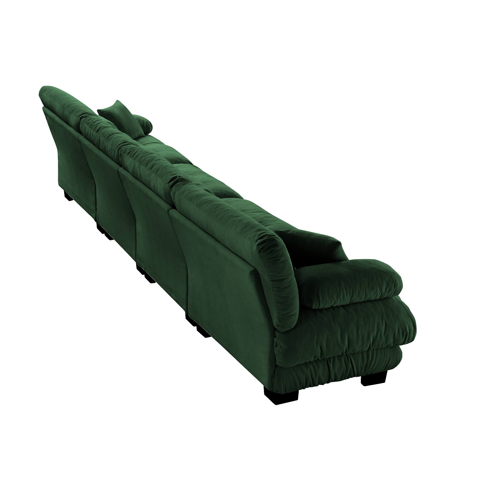 Alt View 8. LOVMOR - 4 Seater Chenille Modular Sectional Couch Deep Seat Compressed Pack For Living Room Apartment Office Plush Den - Green.