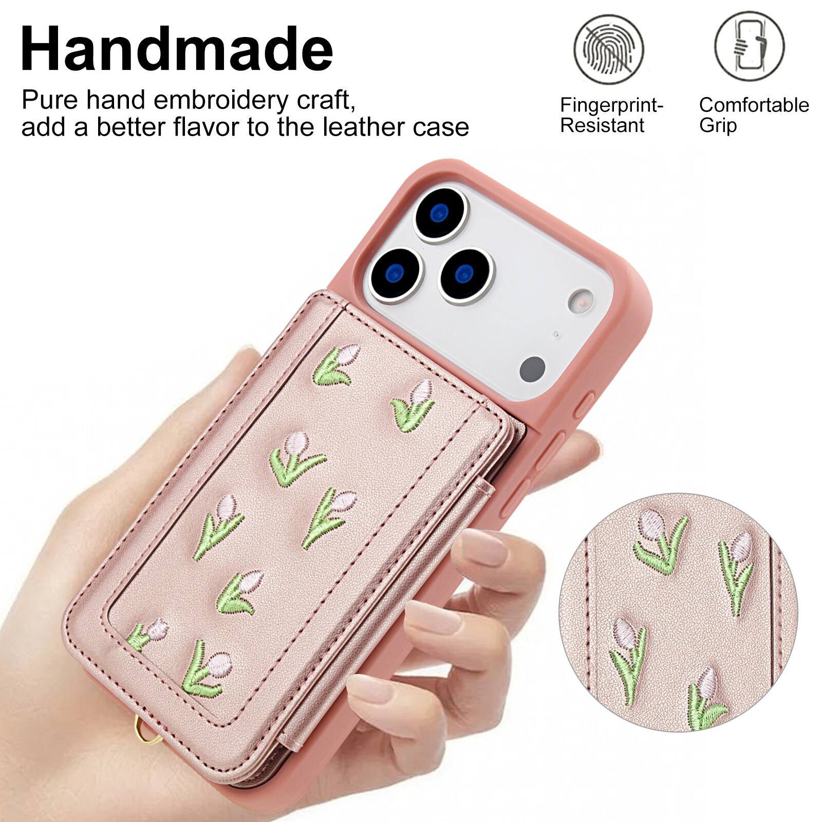 Handmade Pure hand embroidery craft, add a better flavor to the leather case

3 Fingerprint- Comfortable Resistant Grip