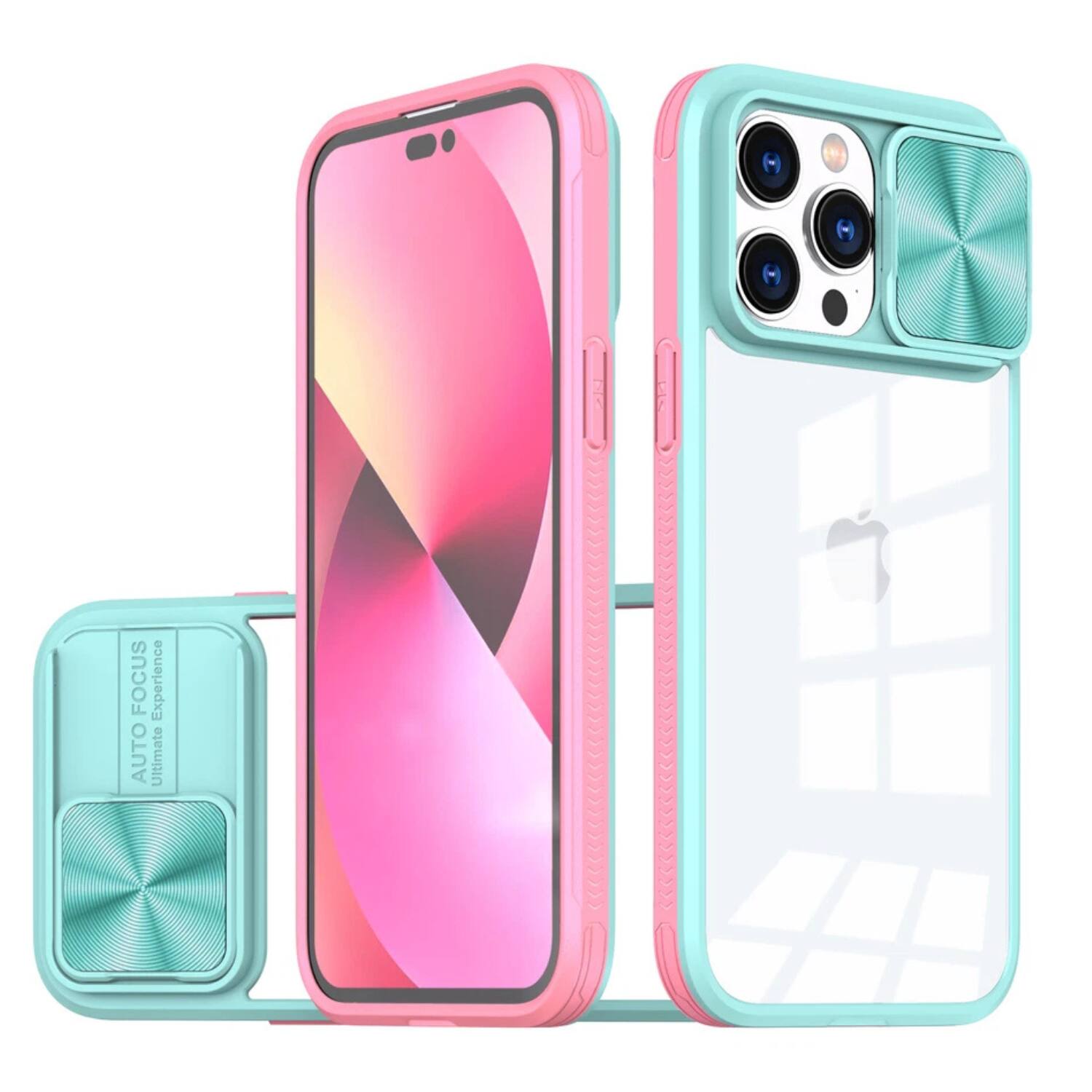 Stock Preferred - Clear Case with Slide Camera Cover for iPhone 16 Pro Max - Blue