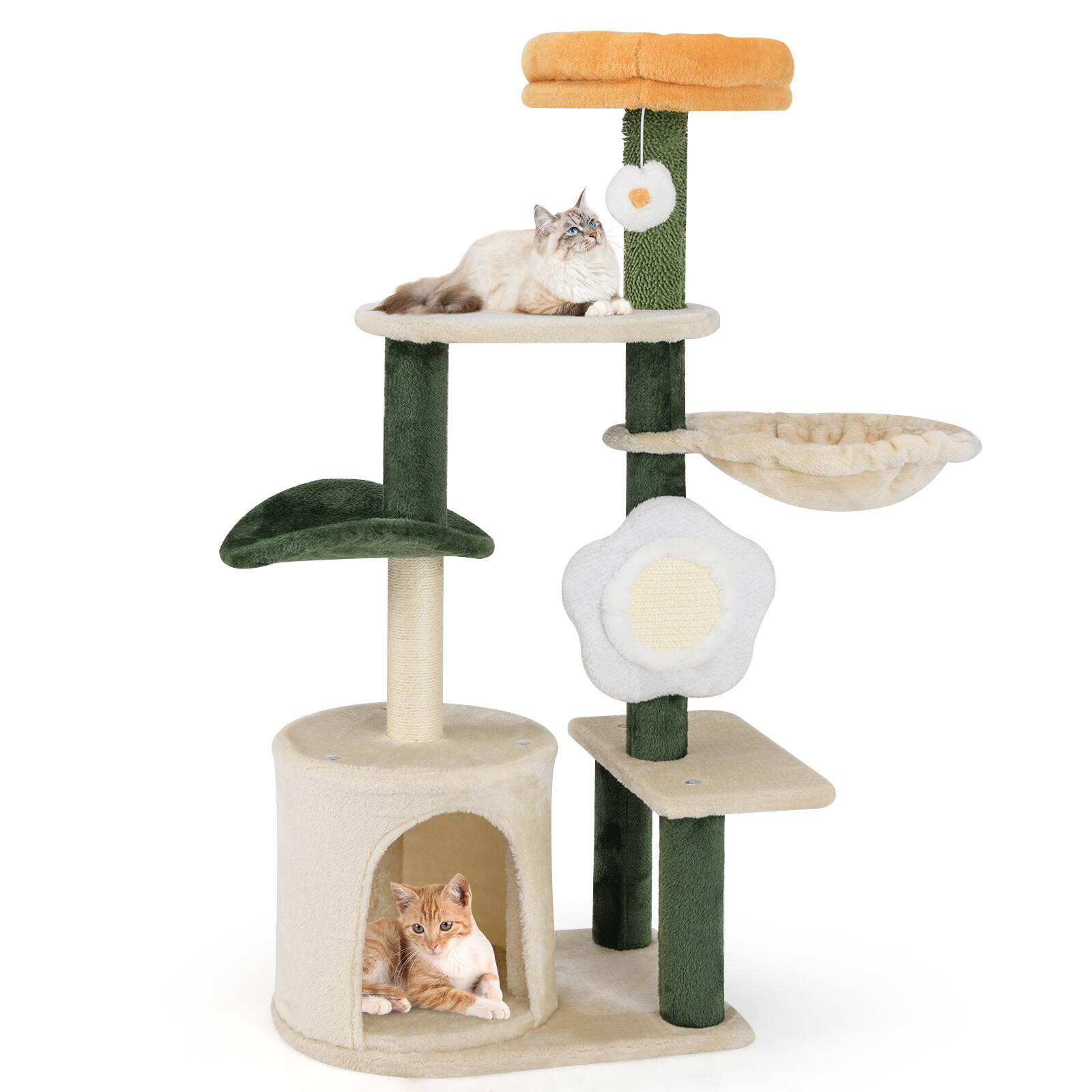 Front. Gymax - Gymax 45'' Tall Cat Tree Flower Multi-level Pet Activity Center Furniture w/Sisal Post - GYM16196.