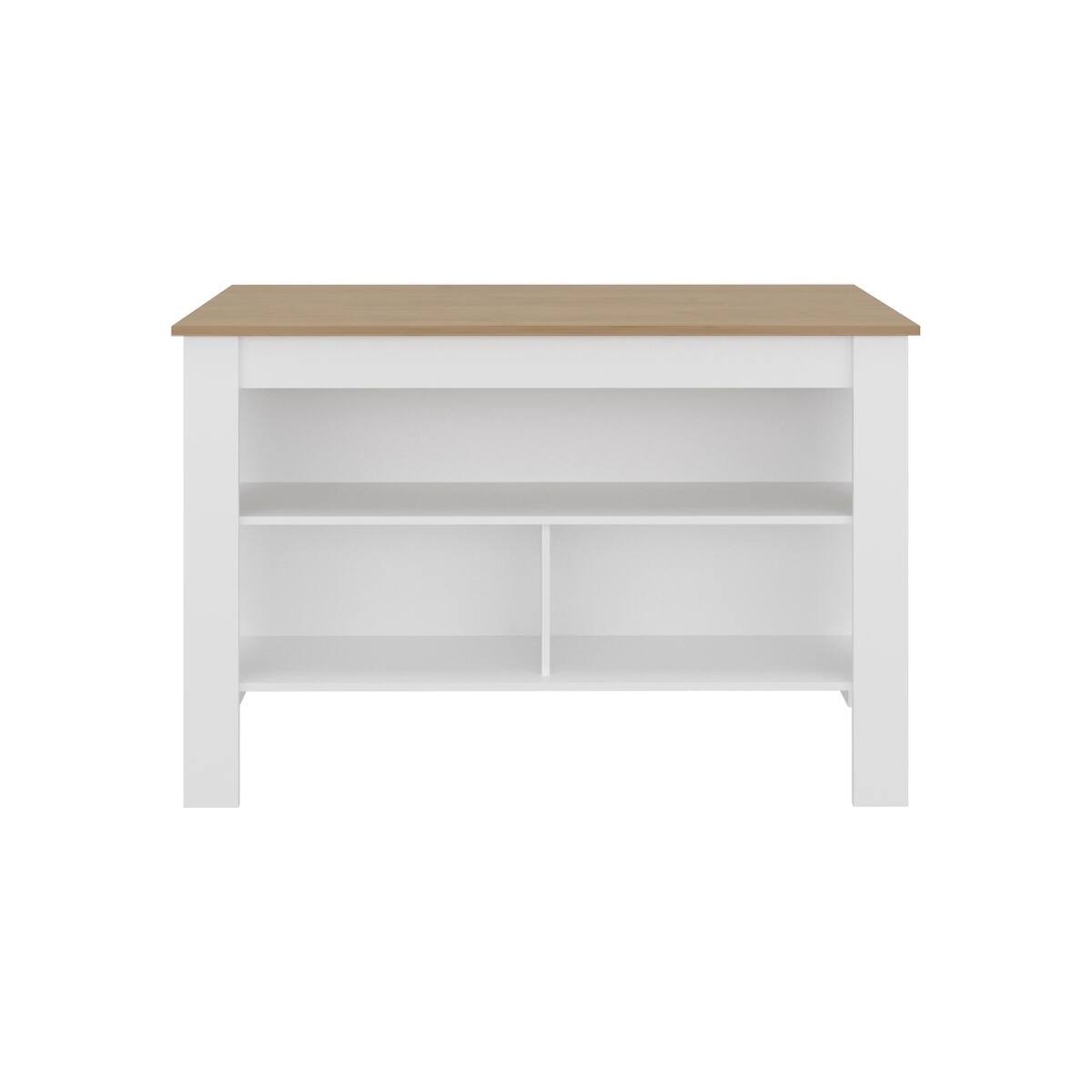Left. Loheer - Loheer White and Natural Oak Kitchen Island Rectangular Open Storage - White and Natural Oak.