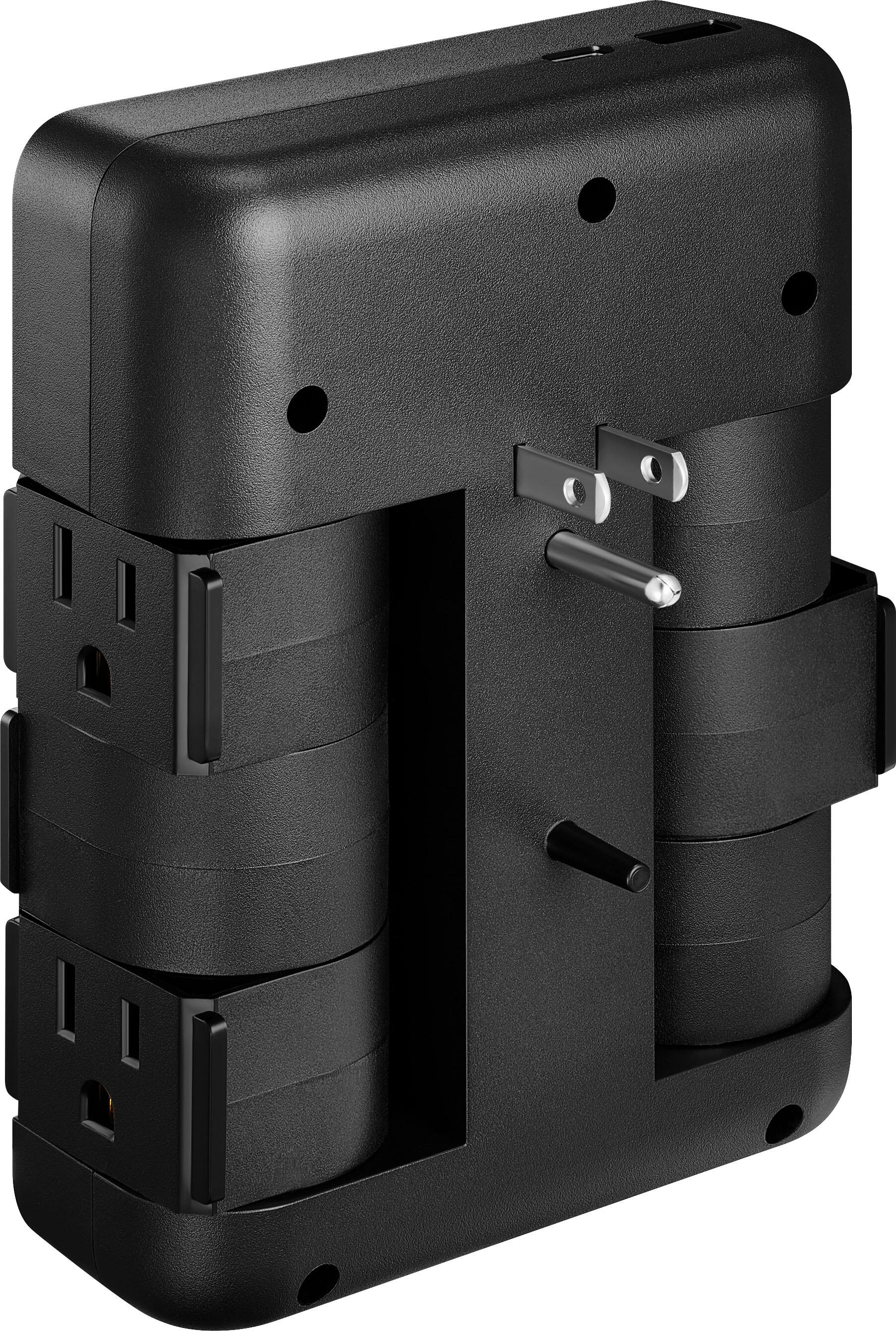 Alt View 14. Rocketfish™ - 6-Outlet/1-USB/1-USB-C Swivel Wall Tap 2,100 Joules Surge Protector - Black.