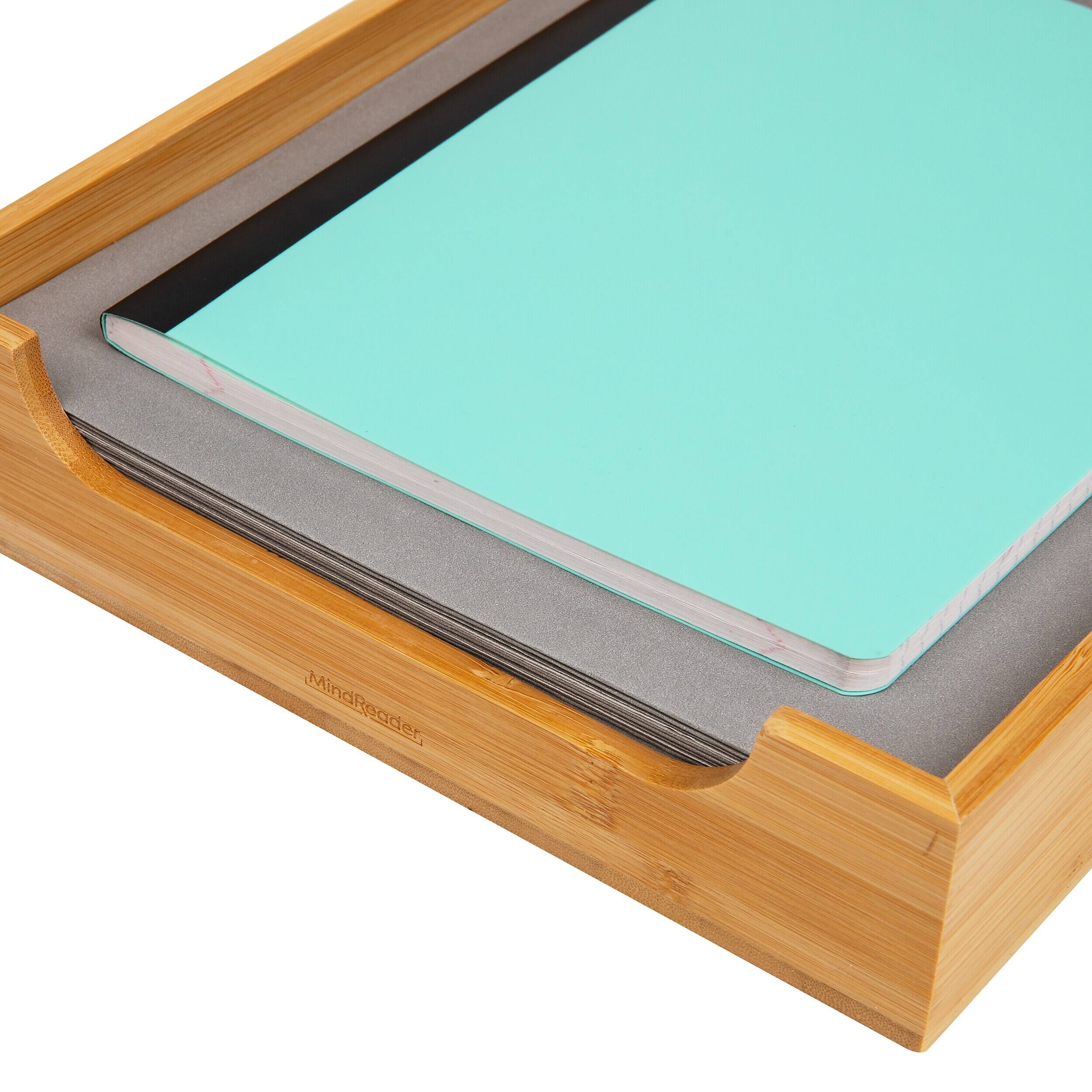 Alt View 4. Mind Reader - Paper Tray, Desktop Organizer, File Storage, Modern, Office, Bamboo - Brown.