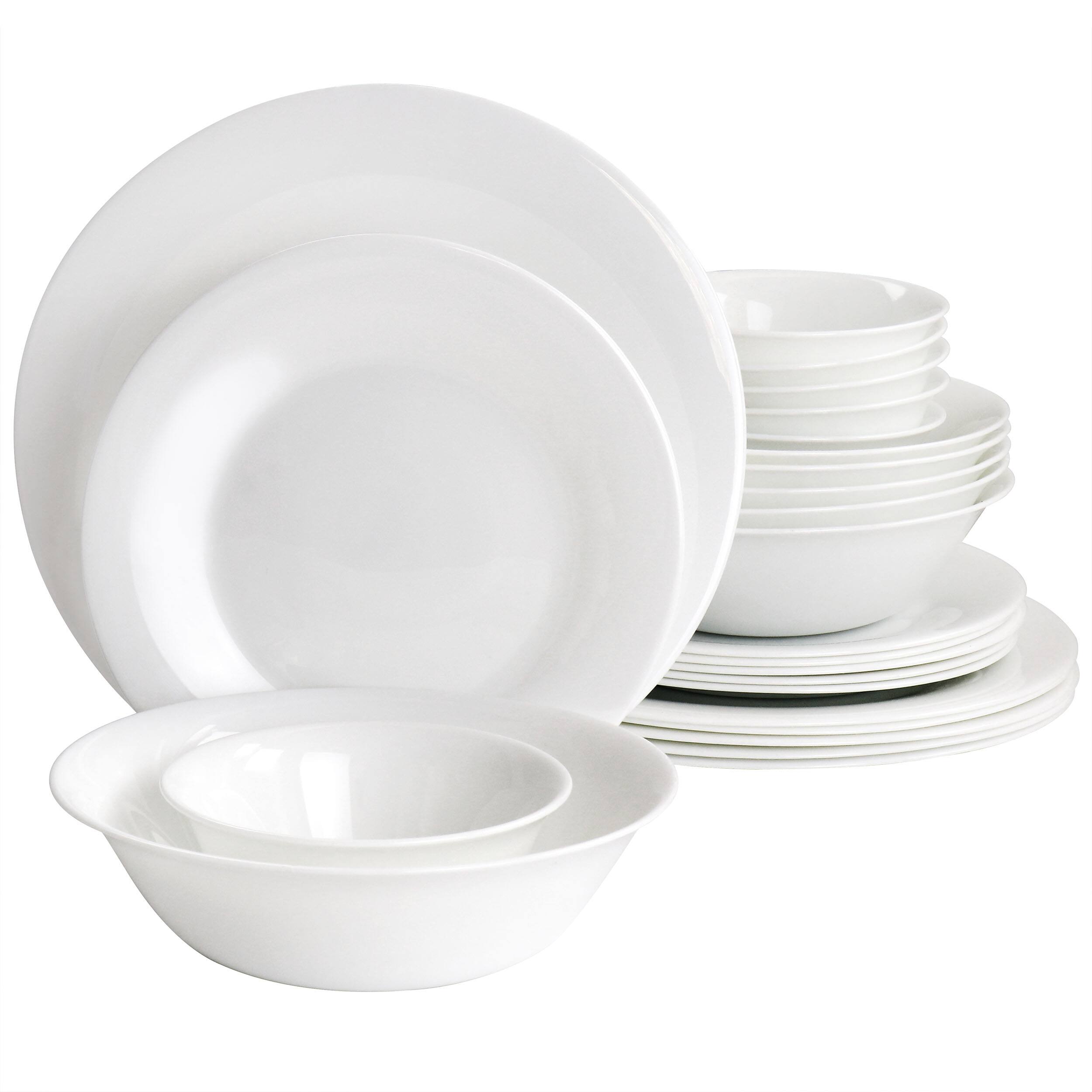 Alt View 1. Gibson - Gibson Ultra 36 Piece Tempered Opal Glass Combo Dinnerware Set in White - White.
