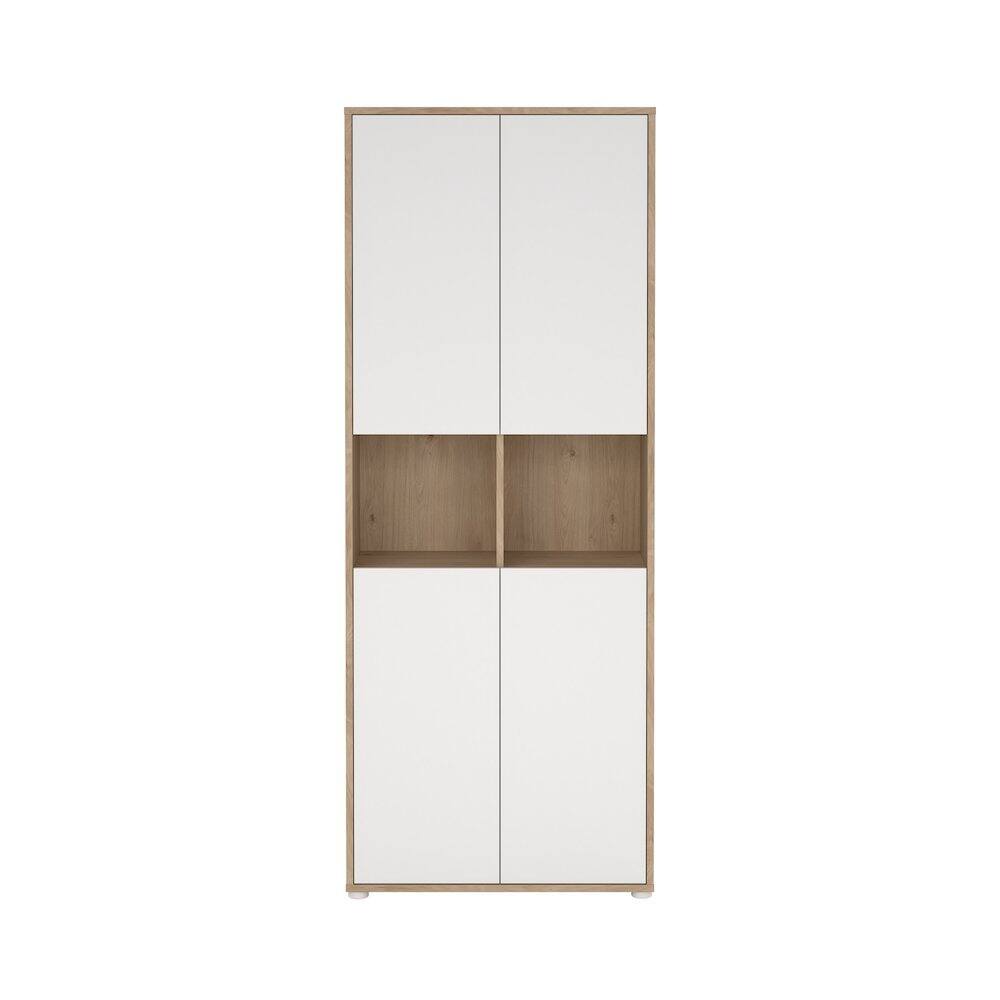 Alt View 1. FurniFact - 6-Shelf Bookcase with 4 Doors and Adjustable Shelves - Brown.