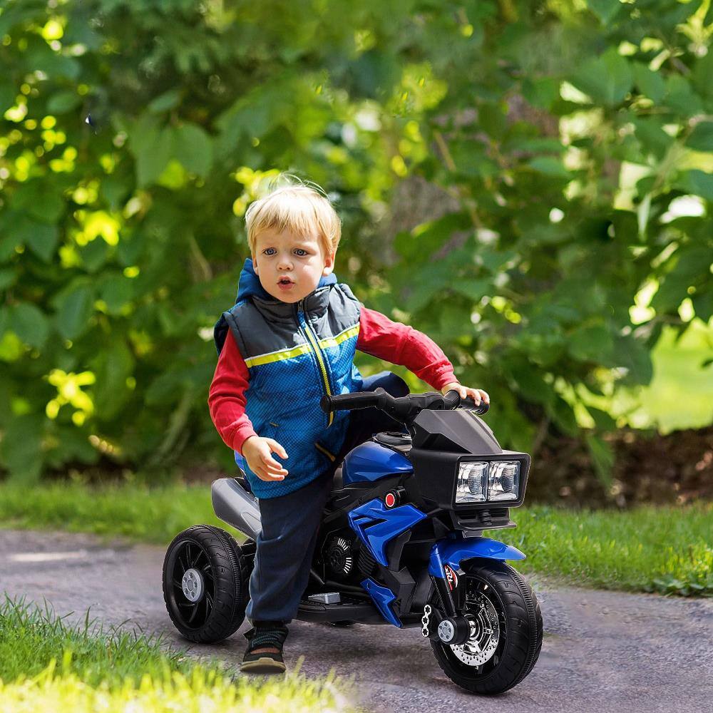 Angle. BreeBe - Aosom 6V Kids Motorcycle Toddler Ride On Toy, Battery Electric Motorbike with Forward/Reverse, Music, Lights & Horn - Blue.