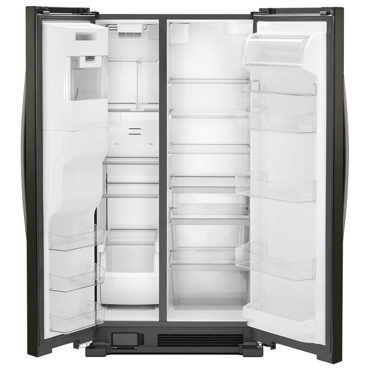 Angle. Whirlpool - 25 Cu Ft. Wide Side-by-Side Refrigerator - Black Stainless.
