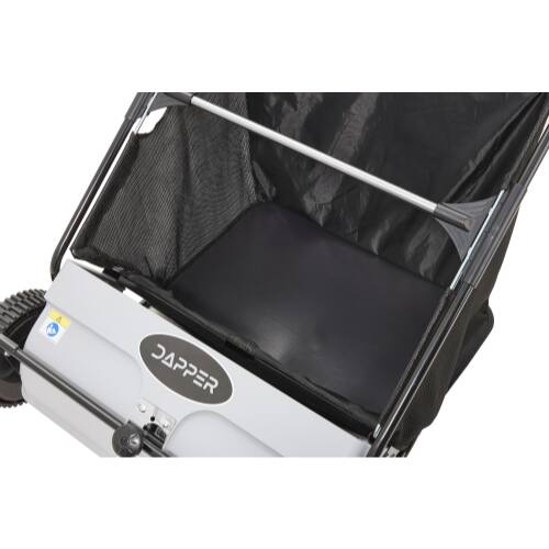 Alt View 8. Dapper Supply - 26" Push Lawn Sweeper with 7 Cu. Ft. Hopper, Dual Spinning Brushes for Grass & Leaf Cleanup, Gray - Grey.