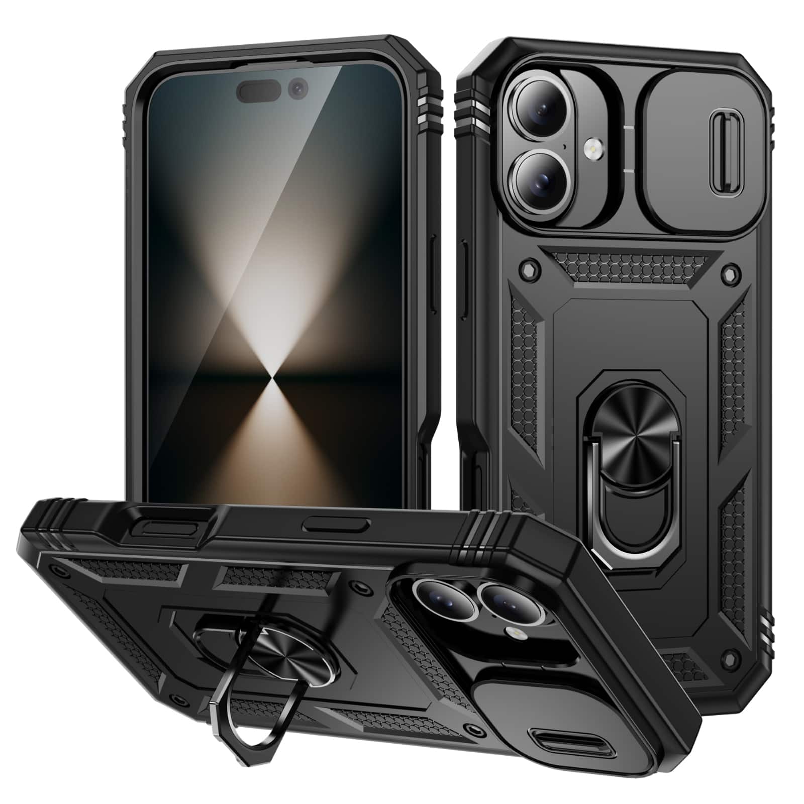 Dteck - Magnetic Case For Apple iPhone 17 with Slide Camera Protection Ring Kickstand PC TPU Rugged Cover - Black price history on PriceWatchPro