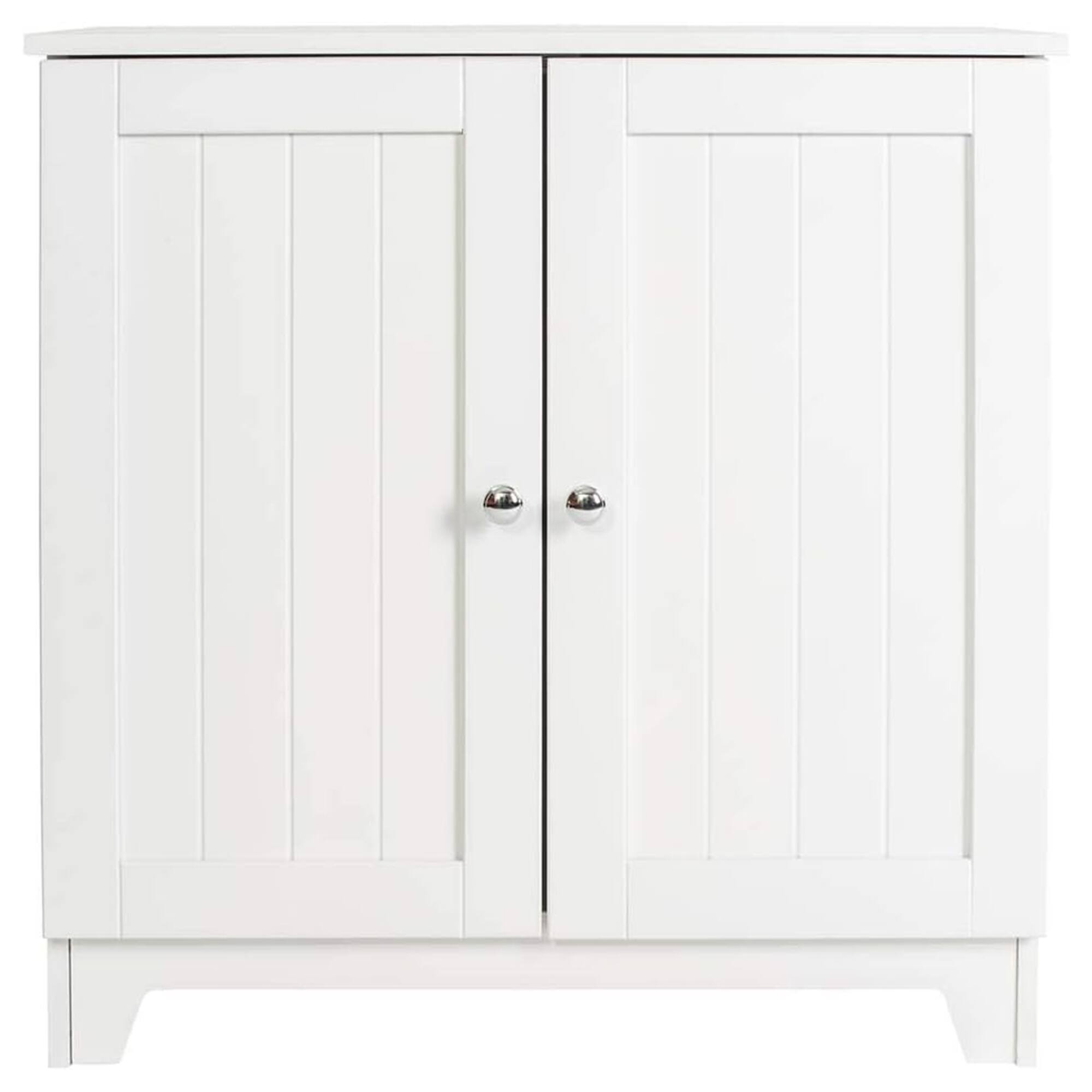 Alt View 4. Redmon - Redmon Double Door Freestanding Floor Cabinet, Modern Wooden Furniture, White - White.