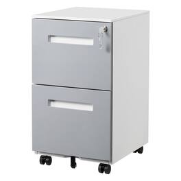 Boyel Living - 2 Drawer Mobile Locking File Cabinet, Rolling Filing Cabinet for Letter/A4 Size With 5 Wheels - Gray