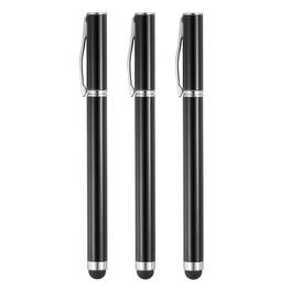 Unique Bargains - 3pcs Ballpoint Pen with Stylus Tip 2 in 1 Ink Pen & Fine Point Rubber Stylus Pens for All Capacitive Touch Screens - Black