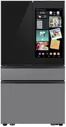 Samsung - Bespoke 23 cu. ft. Counter Depth 4-Door French Door Refrigerator with AI Family Hub+ - Charcoal Glass & Stainless Steel - Front_Zoom