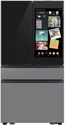 Samsung - Bespoke 23 cu. ft. Counter Depth 4-Door French Door Refrigerator with AI Family Hub+ - Charcoal Glass & Stainless Steel