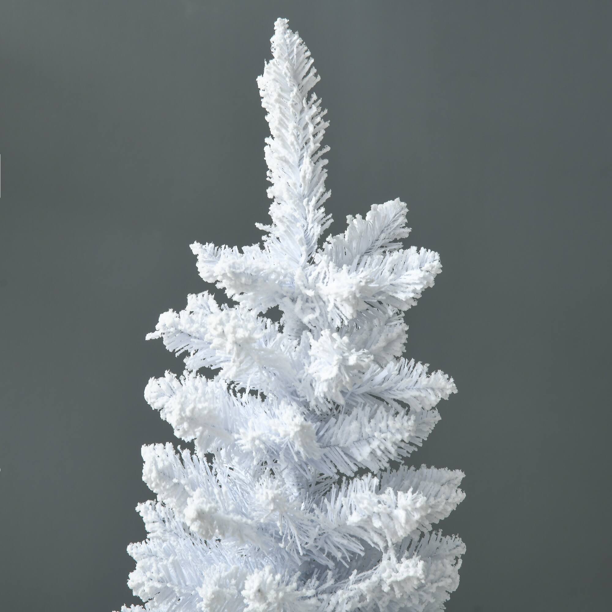Alt View 7. Homcom - Snow Flocked Artificial Pencil Christmas Tree, Slim, Realistic Branches, Plastic Base Stand, Indoor - white.