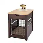 Front. TRINITY - 18" Espresso Brown Pet Crate End Table w/ Drawer - Espresso Brown.