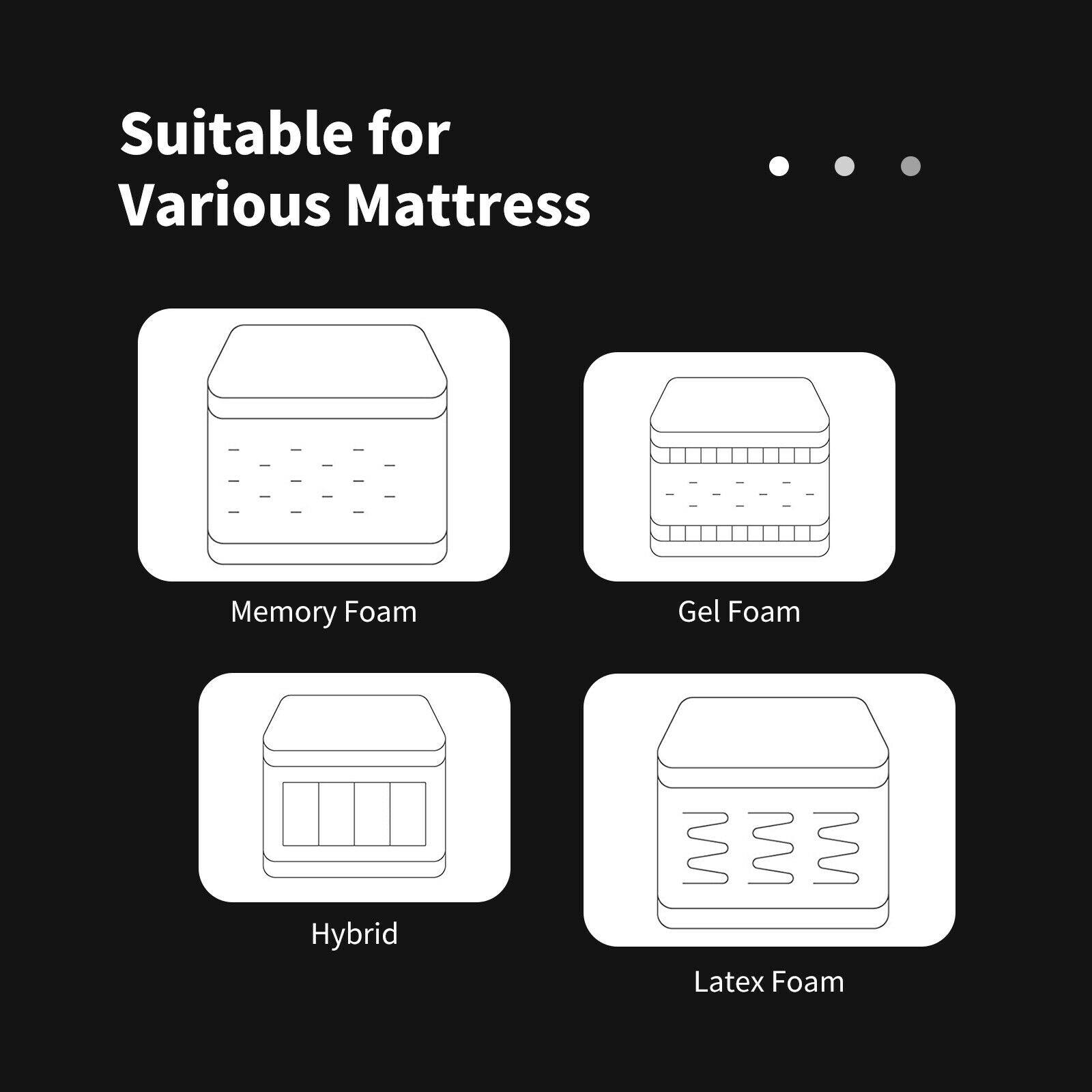 Suitable for Various Mattress

Memory Foam
Gel Foam
Hybrid
Latex Foam