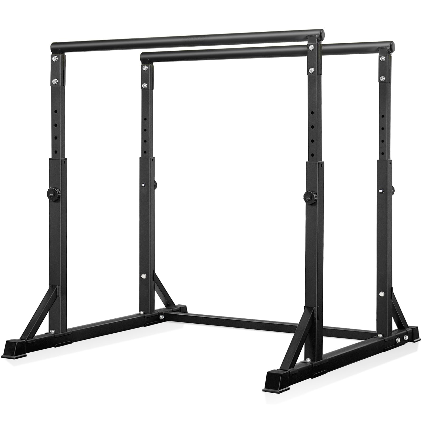 Front. Brick Attic - 800lbs Dip Bar, Heavy Duty Dip Station 7 Height Levels, Adjustable Parallel Bars Exercises Strength Training Home Gym - Black.