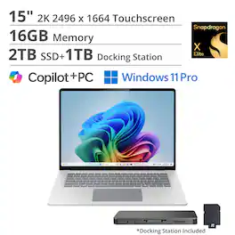 Microsoft - Surface Laptop - 15" 2K Touchscreen - Snapdragon X Elite 2024- 16GB Memory - 2TB Storage (7th Ed) - Copilot+ PC - Platinum