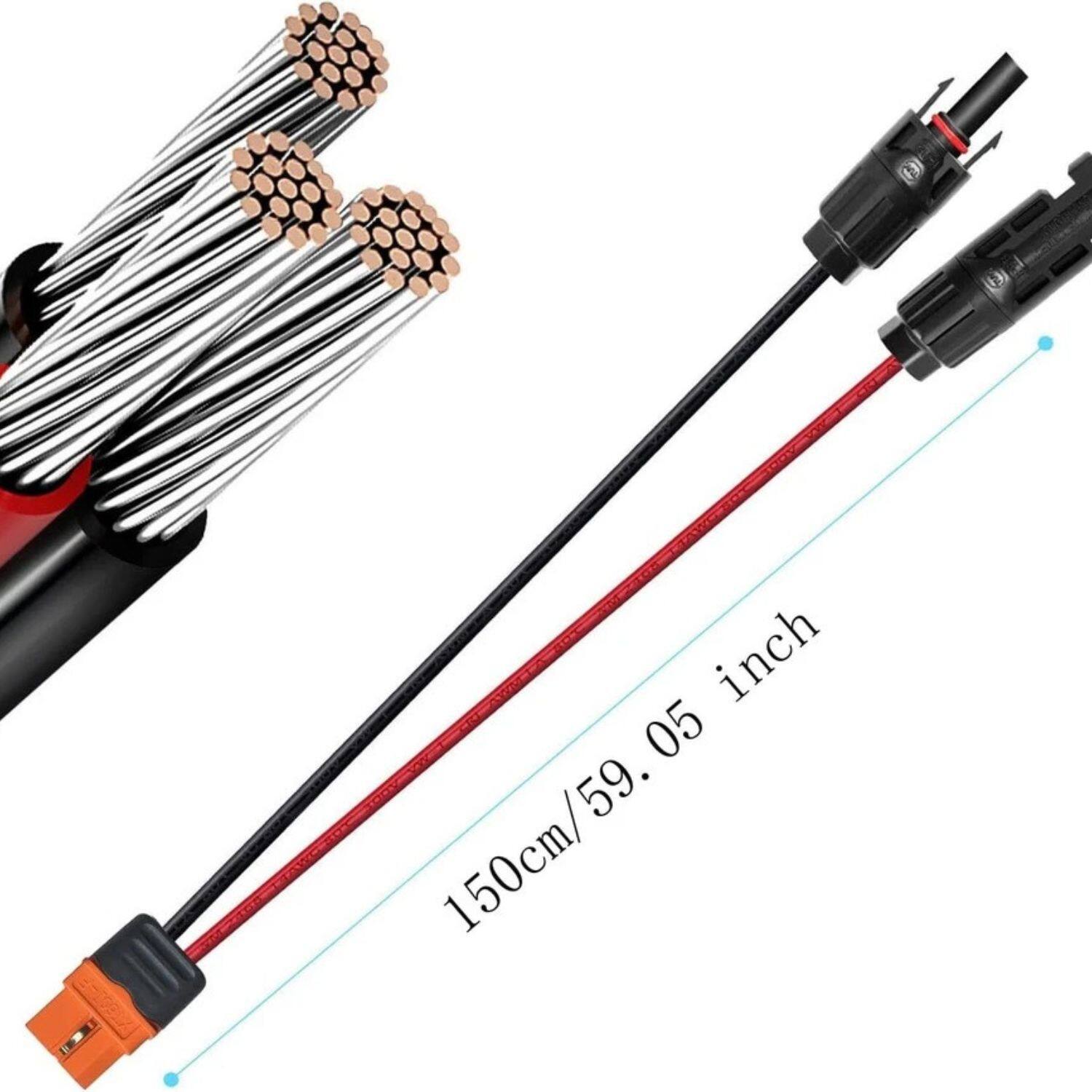 Stock Preferred 12AWG XT60i Solar Panel Extension Cable Black/Red