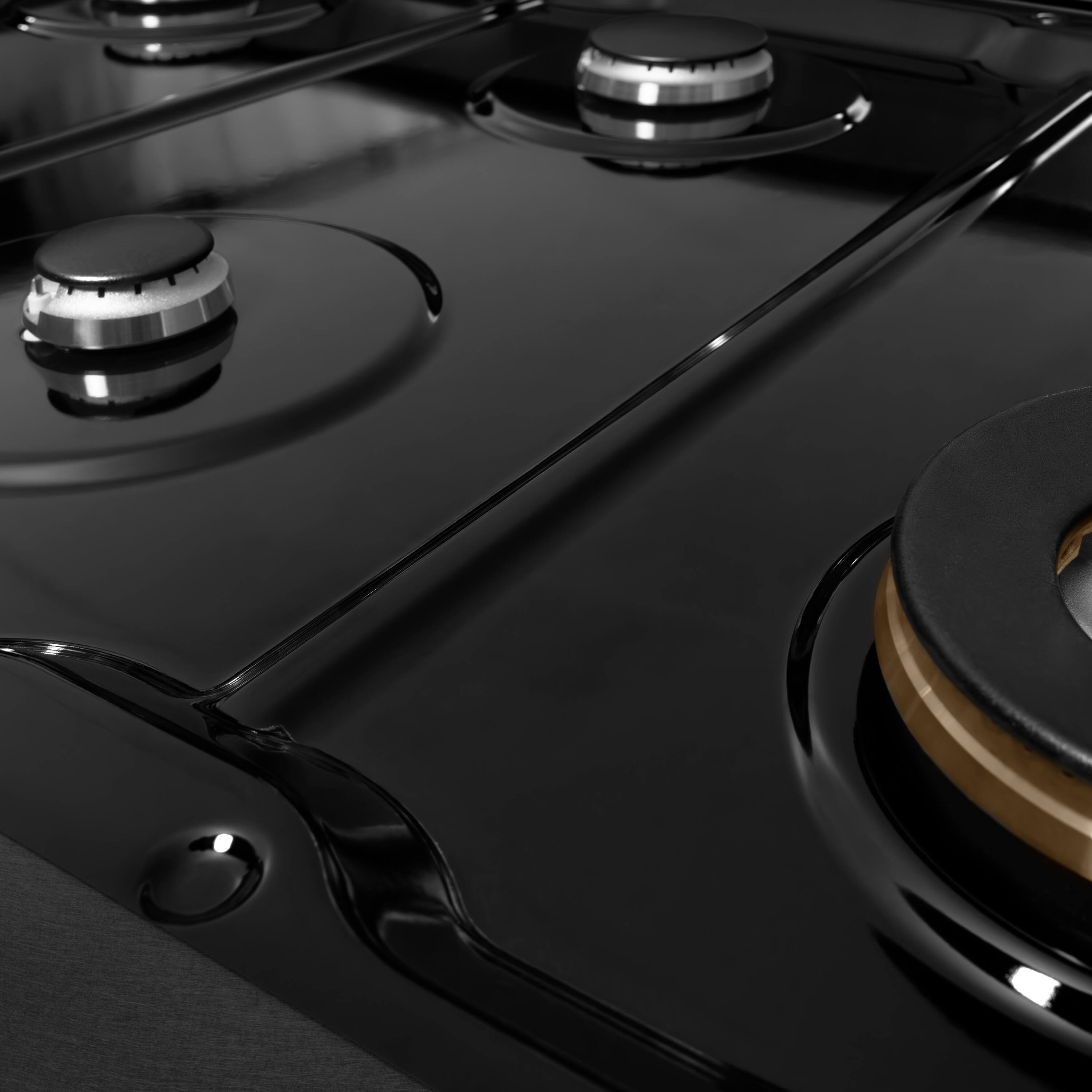 Alt View 2. ZLINE - ZLINE 48 in. Paramount Gas Rangetop with 8 Burners and Porcelain Cooktop in Black Satin Steel (SRTBS-48) - Black Satin Stainless Steel.