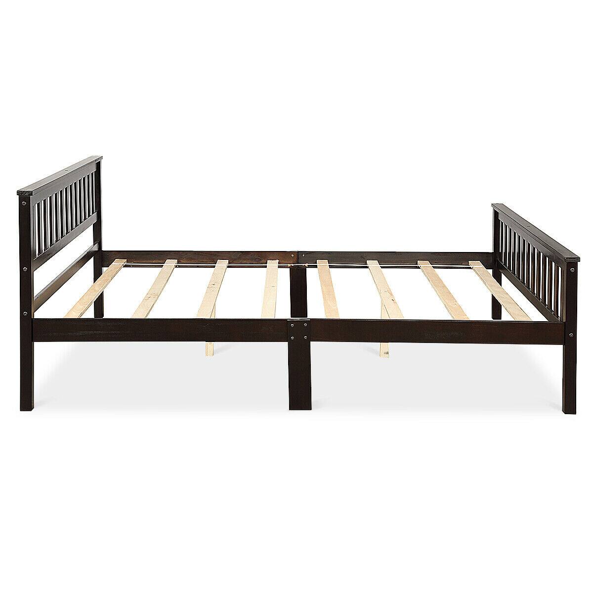 Alt View 9. Gymax - Gymax Wood Bed Frame Wood Slats Support Platform W/ Headboard &Footboard Queen Size - Espresso.