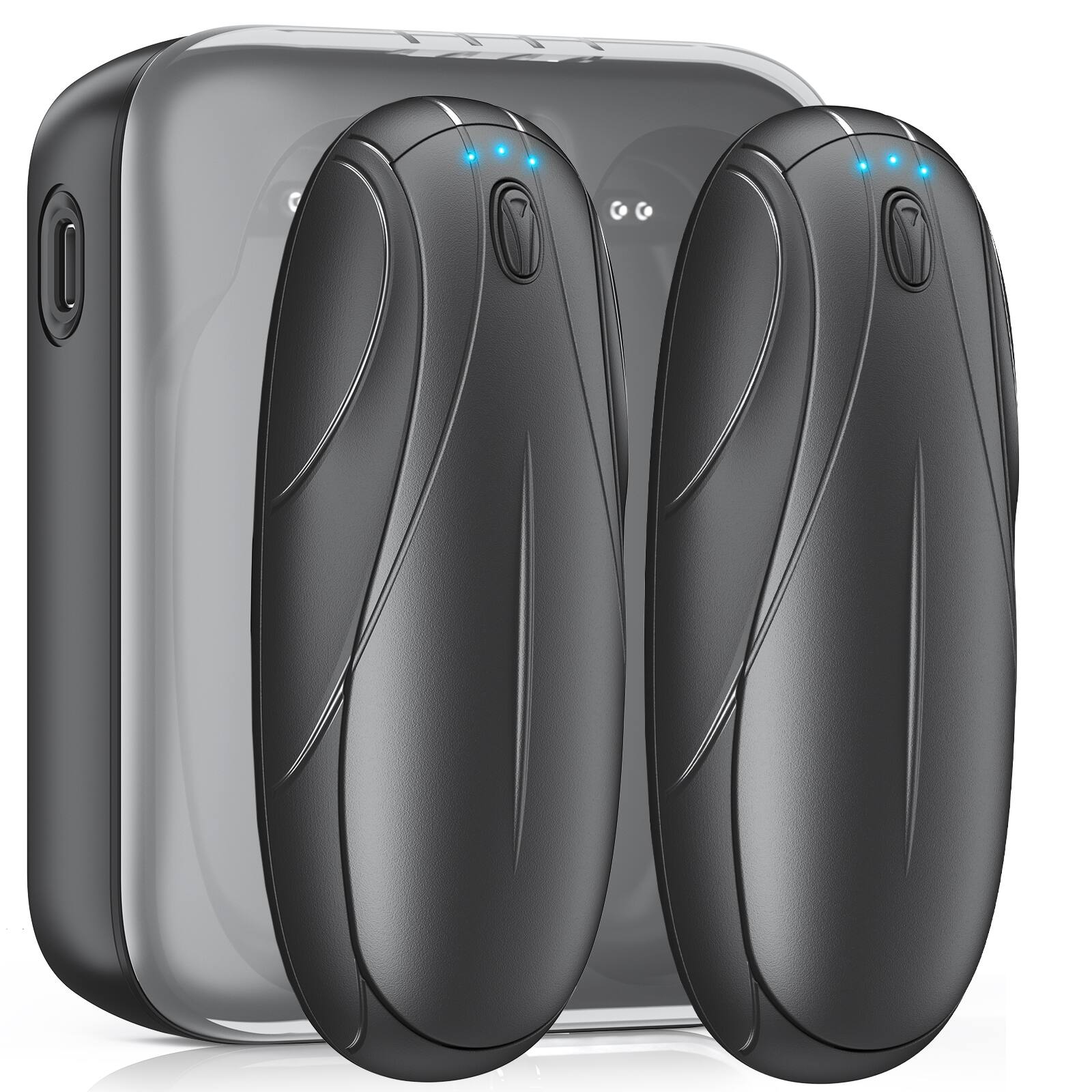 Front. Morfone - Rechargeable Hand Warmers (2-Pack) 14000mAh Wireless Charging Case 3-Level Heating Settings Portable Hand Warmer.