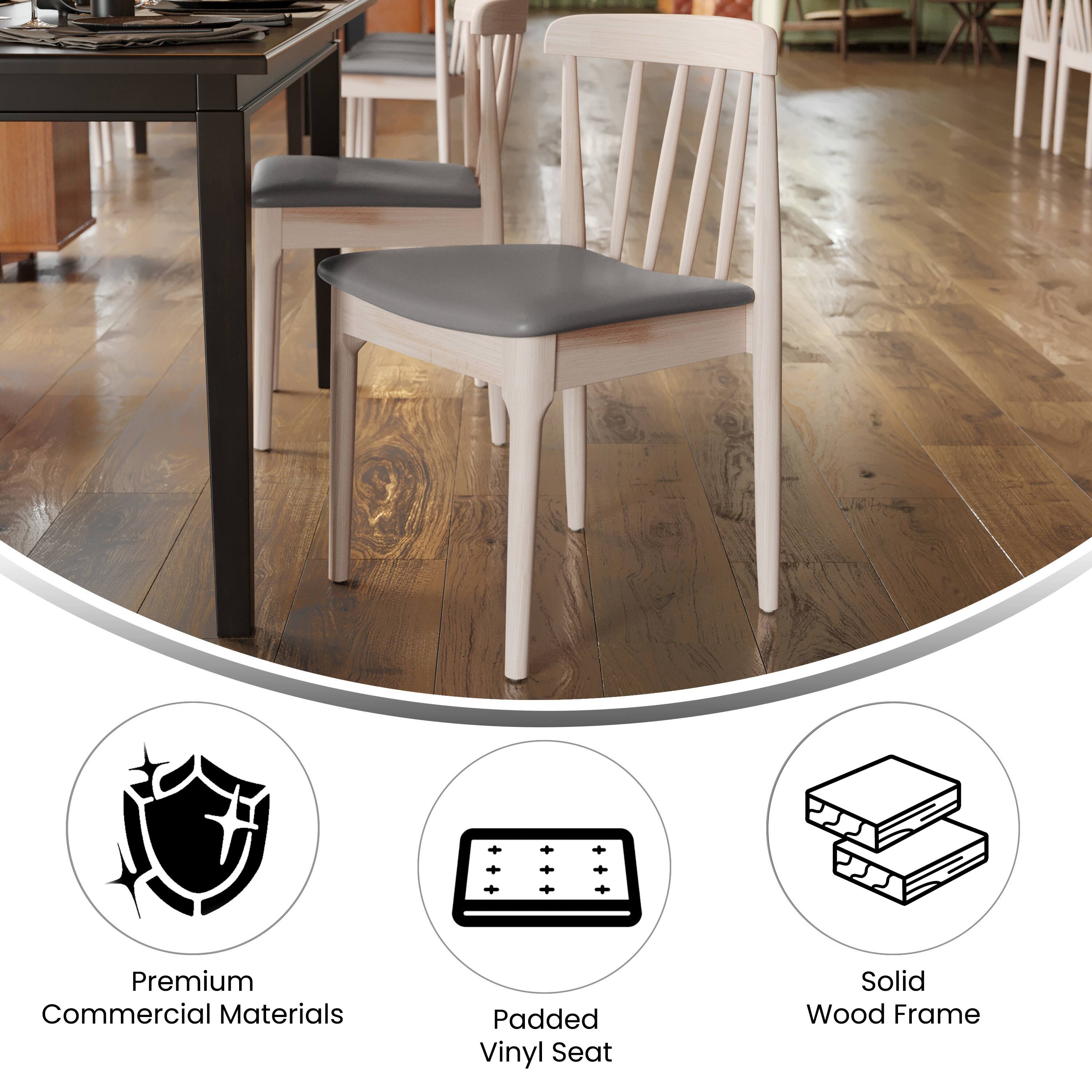 - Premium Commercial Materials
- Padded Vinyl Seat
- Solid Wood Frame