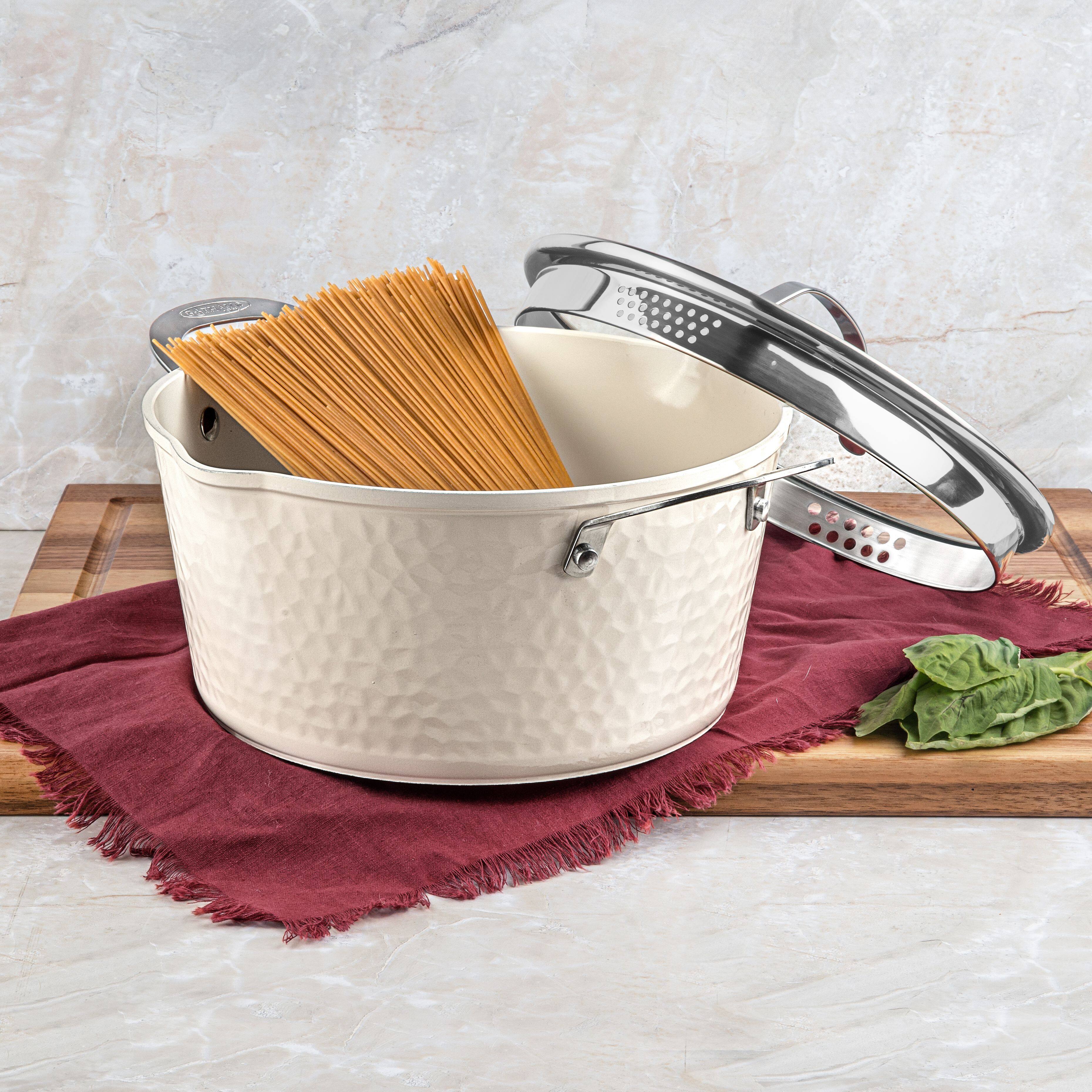 Alt View 2. Gotham Steel - Gotham Steel Hammered Cream 15-Piece Ultra Ceramic Nonstick Cookware Set with Utensils - Cream.