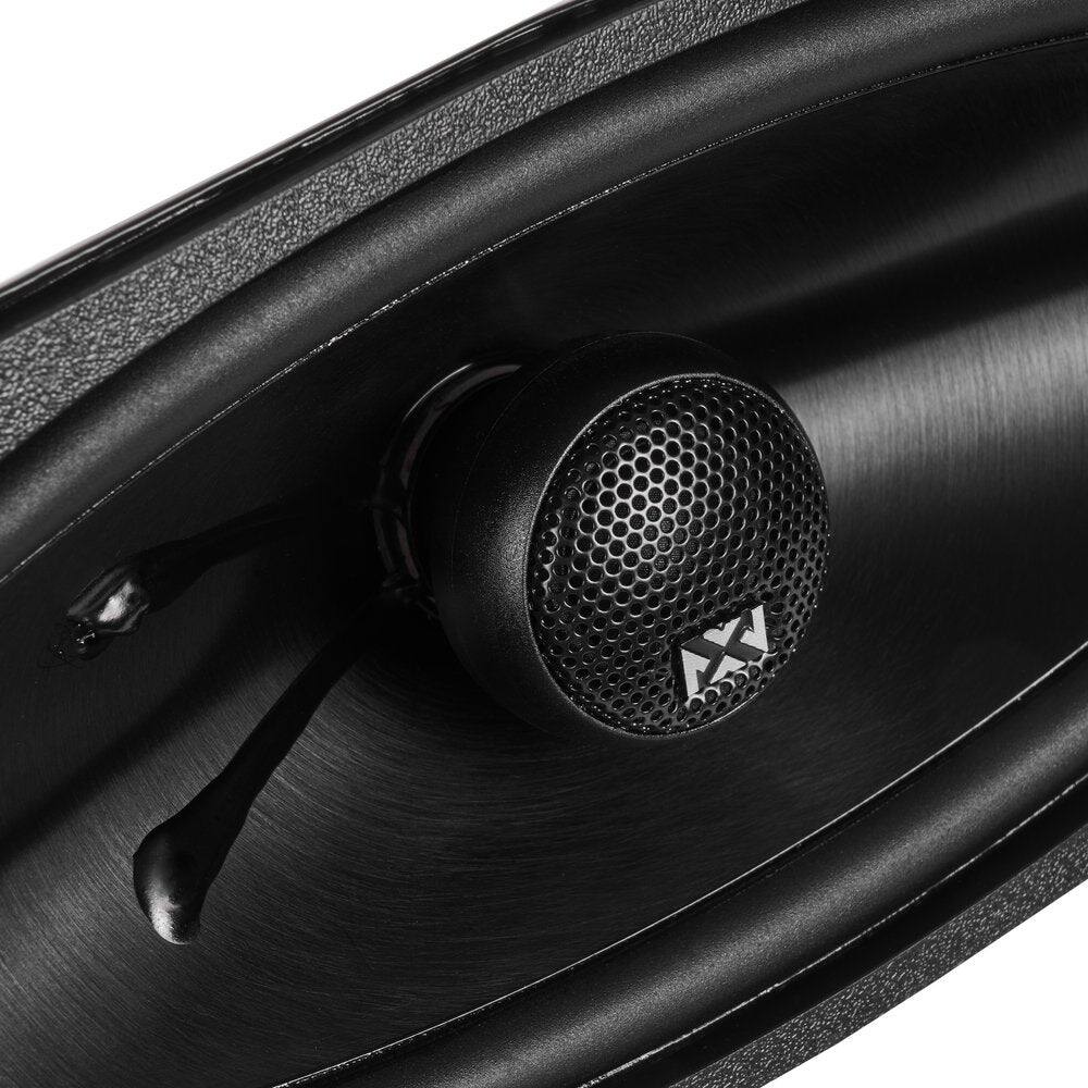 Left. NVX - NSP410 480W Peak (160W RMS) 4x10in N-Series 2-Way Coaxial Car Speakers with 20mm Silk Dome Tweeters.