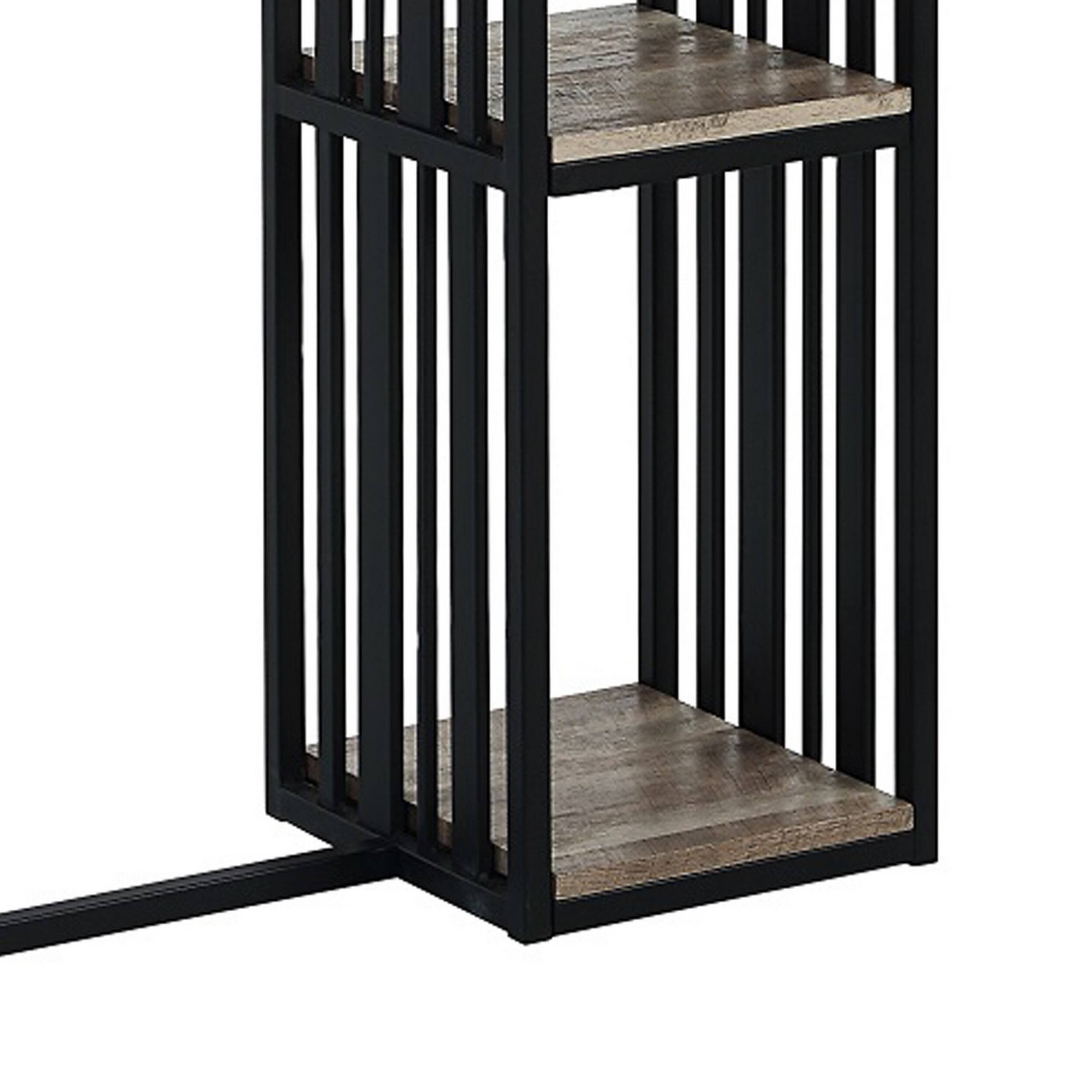 Alt View 3. Manhattan Lane - Nori 47 Inch Counter Height Table, 2 Shelves, Antique Oak Brown and Black - Brown, Black.