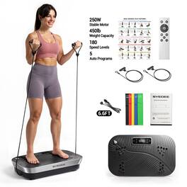 Syedee - Vibration Plate Exercise Machine, 180 Speed Levels for Full Body Workout, 450 lbs Capacity Platform with Bluetooth - Black