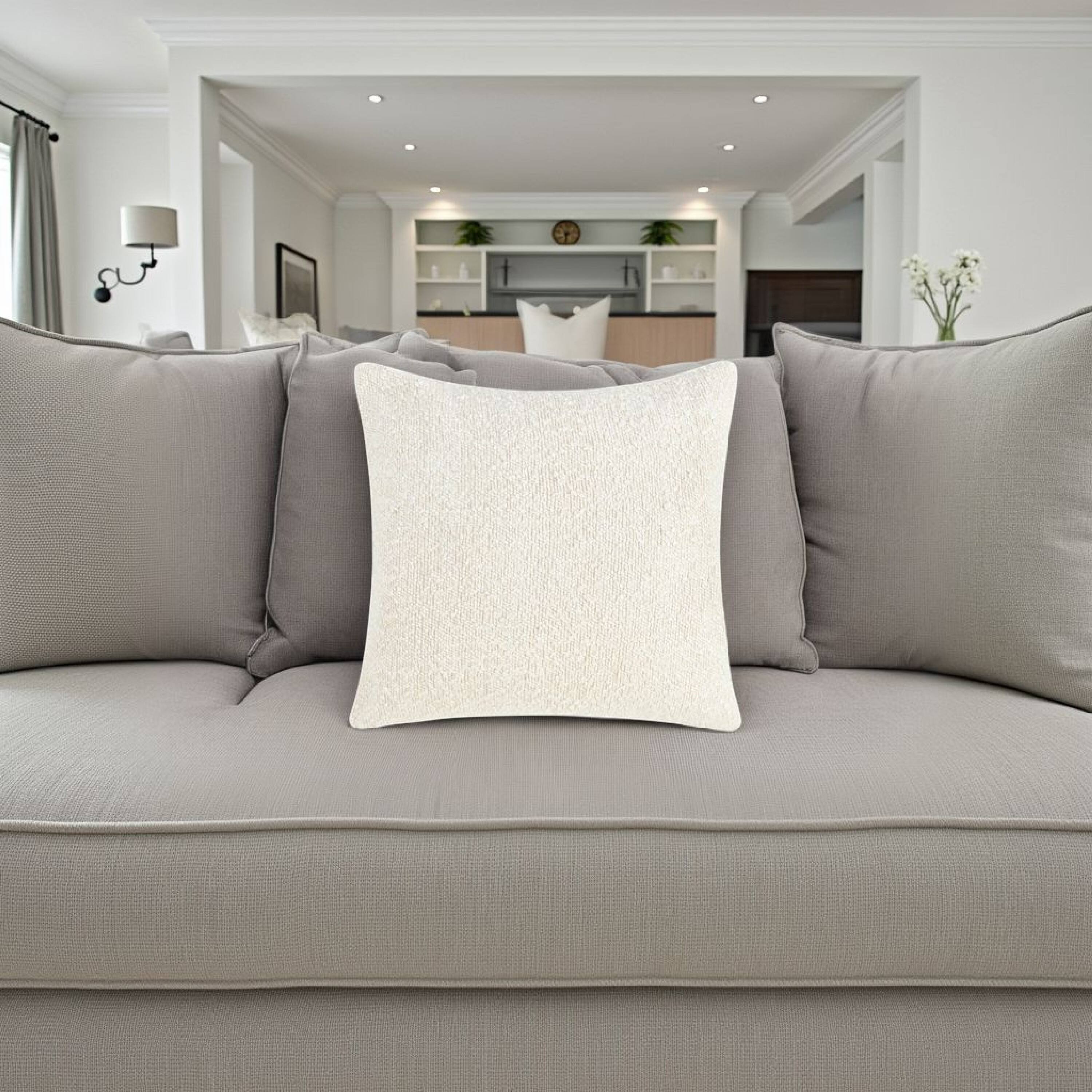 Alt View 2. Manhattan Lane - Sue Square Accent Throw Pillow, 22 Inch  Cotton Blend Textu - Ivory.