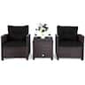 Costway - 3 PCS Patio Rattan Furniture Set Cushioned Conversation Set Sofa - Black